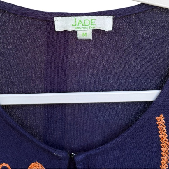 Jade Embroidery Design Bohemian Style Shirt With Bell Sleeves Size M - Picture 2 of 5